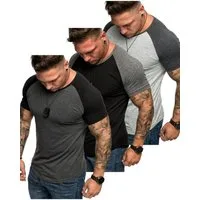 Amaci&Sons T-Shirt 3. OMAHA 3er-Pack T-Shirts (3er-Pack) Herren Basic Oversize Kontrast Raglan T-Shirt