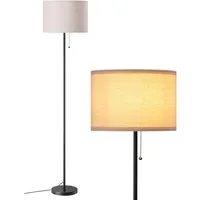 EDISHINE LED Stehlampe Wohnzimmer, LED wechselbar, warmweiß, Moderne Stehleuchte mit beige Lampenschirm, 145cm