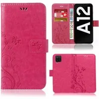 Numerva Handyhülle Bookstyle Flower Handytasche Schutzhülle für Samsung Galaxy A12, Klapphülle Flip Cover mit Blumenmuster