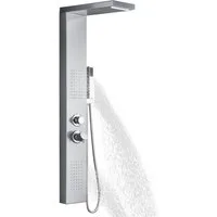 FIVMEN Duschsystem Duschpaneel Edelstahl Gebürstet Duscharmatur Duschset mit Regendusche, 5 Duschmodi Massagedusche, Wasserfalldusche, Handbrause Duschset
