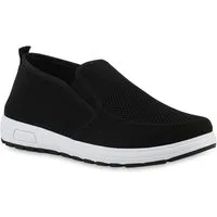 VAN HILL 21732440 EM HD-37 Herren Sportschuhe Black White 40 Slip-On Sneaker Herren Slip Ons Sportschuhe Sportliche Strick Profil-Sohle e