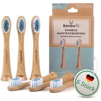 Bambuna Aufsteckbürsten Sonicare Ersatzbürsten aus Bambus, passend für Philips Sonicare Schallzahnbürste - plastikfrei & biologisch abbaubar, Spar-Set, B2 Optimal White mit Tripleclean-Borstenprofil - Mittelweiche Borsten