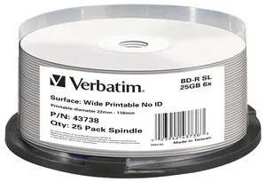 Verbatim 25 x BD-R | 43738 | 25 GB 6x - breite bedruckbare