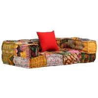 vidaXL Pouf, 2-Sitzer Modularer Pouf Patchwork Stoff