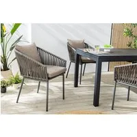 riess-ambiente Gartensessel ROPE hell anthrazit - Stoff, Aluminium, In- und Outdoor, inkl. Kissen (Einzelartikel, 1-St), Moderner Gartenstuhl mit Armlehnen - ideal für Balkone oder Terrassen