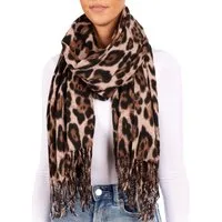 BRUBAKER Schal Cashmirillo Damen Schal mit Leoparden Muster - 70 x 200 cm, (Herbstschal Winterschal mit weichem Kaschmir-Gefühl, 1-St), Warm, Kuschelig und Oversized - Leo Damenschal für Herbst und Winter