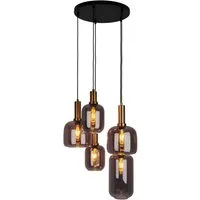 näve Pendelleuchte Fumo, ohne Leuchtmittel, aus Metall in Schwarz und Gold und Rauchglas, Ø ca. 55 cm, Höhe 150 cm