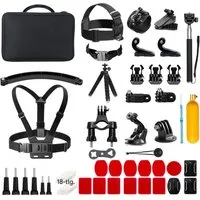 Akaso Action Cam-Halterung Zubehör-Set 60 in 1 für AKASO, GoPro Hero, DJI Osmo, (60-tlg., Komplett für Vlogging, Radfahren, Wassersport, universell kompatibel)
