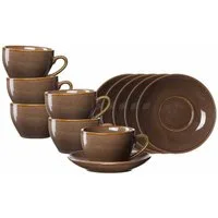 Ritzenhoff & Breker Tasse Sahara Kaffeetassen mit Untertassen 230 ml 6er Set, 12-tlg., Porzellan