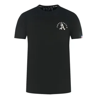 Aquascutum London Gesticktes A-Logo Schwarzes T-Shirt