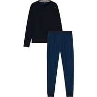 BOSS Pyjama Relax Long Set (2 tlg) mit aufgesetztem Markenschriftzug