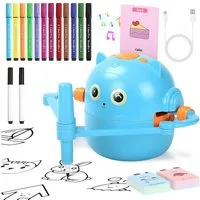 AKKEE Lernspielzeug Malroboter für Kinder, Zeichenroboter Kinder mit Stift & 100 Karten, Drawing Robot für ab 3 4 5 6 7 8 Jahre