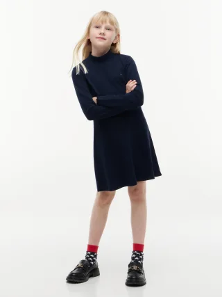 MOCK-NK RIB SKATER DRESS LS Dark Blue - Gr. - 14