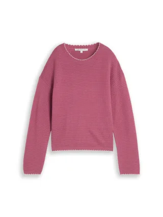 Denim Tom Tailor - Relaxed Fit Strickpullover dusty berry - Gr. - S