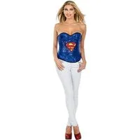 Rubie´s Kostüm Supergirl Pailletten Corsage, Körperbetonendes Oberteil mit Superheldin-Motto