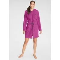 KangaROOS Damenbademantel Kira, ideal für Sauna & Spa, Hotelbademantel, Morgenmantel, Kurzform, Leichtfrottier, Kapuze, Reißverschluss, mit Bindekordel, kurz, Bademäntel für Damen, XS-3XL