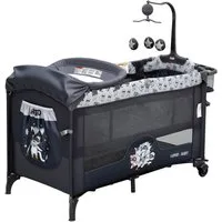 GarveeMore Babybett 5-in-1 Reisebett, faltbares Babybett für Babys mit Wickeltisch, Wiegefunktion,Hängespielzeug, 4 verstellbaren Höhen