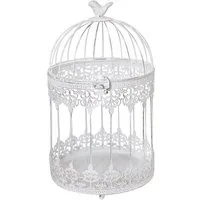 Grafelstein Dekoobjekt Kleiner Deko-Vogelkäfig FRIDA weiß shabby chic Käfig mit Ornament Land