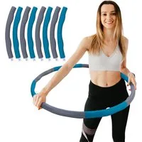 RAMROXX Hula-Hoop-Reifen Fitness Reifen 8 Teile gepolstert Durchmesser einstellbar Grau Blau
