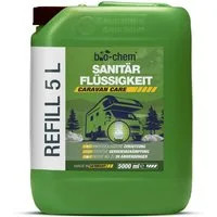 bio-chem bio-chem Sanitärflüssigkeit 1L – Mikrobiologischer Toilettenzusatz Campingtoilettenreiniger (Sanitärflüssigkeit 5 l Kanister + Dosierbecher)
