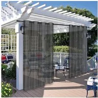 Jibenhome Outdoorvorhang Transparent Outdoor Vorhang mit Ösen,Spritzwassergeschützt (4 St), für Balkon Terrasse Rasen
