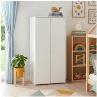 en.casa Kinderkleiderschrank »Beldinupp« mit 2 Türen 123 x 60 x 40 cm Staufach Weiß