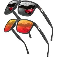 OKWISH Sonnenbrille 2Paar Polarisiert Sportbrille Herren Damen (UV400-Schutz, 2-St., Klassisch, HD-Pilotobjektive, Voller Blendschutz, Reisebrille) für Outdoor Camping Reisen Freizeit Laufen Radfahren usw