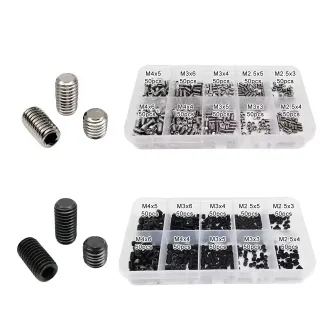 500pcs DIN913 Hex Hexagon Socket Allen Flat Point Set Screw Grub Bolt M2.5 M3 M4 304 A2 Stainless Steel Grade 12.9 Steel