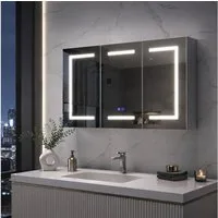 Simurq Badezimmerspiegelschrank Spiegelschrank Bad 100 cm Mit LED, Steckdose, Verstellbaren Regalen (Set) Breite 100 cm