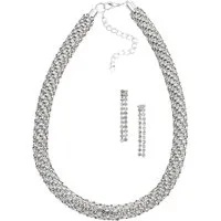 Firetti Ohrring und Ketten Set Strass-Schmuckset, edel, elegant und glamourös (Set, 3-tlg), mit Glasstein