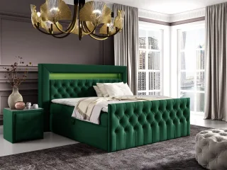 Boxspringbett Schlafzimmerbett ERNESTO Nr.2 160x200cm in Elisa Velvet Dunkelgrün