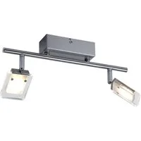 WOFI LED Deckenleuchte, LED-Leuchtmittel fest verbaut, Warmweiß, LED Decken Leuchte Wohnraum Strahler silber 2-flg schwenkbar IP20 WOFI