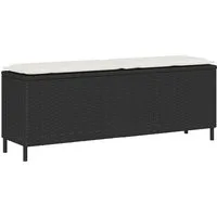 vidaXL Gartenbank Gartenbank mit Kissen Schwarz 110x30x40,5 cm Poly Rattan (1-St)