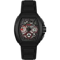 HUGO Multifunktionsuhr #HUGO ID SKELETON 1530446, Quarzuhr, Armbanduhr, Herrenuhr, Silikonarmband, analog