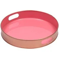 Marrakesch Orient & Mediterran Interior Dekotablett Skandinavisches Serviertablett Aarhus rund aus Metall rosa 32 cm Deko (1 St), Handarbeit