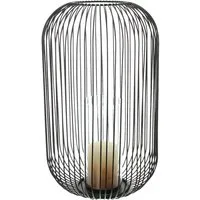Dekoleidenschaft Bodenwindlicht "Atmosfera" aus Metall, schwarz, 41 cm hoch, Kerzenhalter, Windlicht, Kerzenständer groß mit Glaszylinder