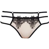 Axami String String in schwarz-beige mit Spitze Tanga mit Blumenmuster (einzel, 1-St)