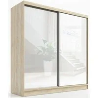 A&J MöbelLand GmbH Schiebetürenschrank IVAR 200 cm mit drei Schubladen und Spiegel (TOP ANGEBOT! Geräumiger Schrank mit einer Breite von 200 cm und Spiegel, ideal zur Aufbewahrung von Kleidung und Accessoires. 3 Schubladen und viel Stauraum. TOP PROD