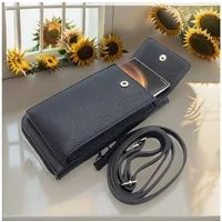 Lemasi Handytasche echt Leder Umhängetasche, Geldbörse made in Italy, Smartphonetasche, mit Kartenfächern, Schultergurt