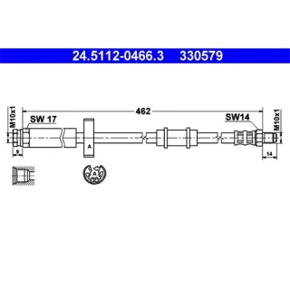 ATE Bremsschlauch vorne Citroen Fiat Peugeot 24.5112-0466.3