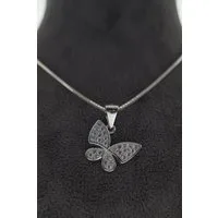 NAHLE Kette mit Anhänger Schmetterling Glücksbringer Boho 925 Silber mit Zirkonia (2-tlg., inklusive Schmuckbox), 925 Silber Anhänger - rhodiniert