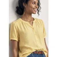 STREET ONE Kurzarmbluse Sommerbluse mit Split Neck und Knöpfen