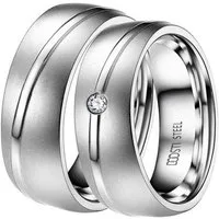DOOSTI Trauring Schmuck Geschenk Edelstahl Trauring Ehering Partnerring LIEBE, Made in Germany - wahlweise mit oder ohne Zirkonia