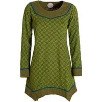 Vishes Tunikakleid Langarm Damen Tunika Shirt-Kleid Ethno Zipfel-Bluse Blusenkleid Elfen, Hippie, Boho Style