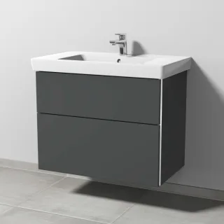 Sanipa 3way Waschtischunterbau zu Villeroy & Boch Subway 2.0 Waschtisch mit 2 Auszügen, Anthrazit-Ma BR61422