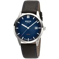 Boccia Solaruhr 3673-01, Herren- Dunkelblau mit Saphirglas