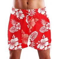 King Kameha Badeshorts Mono Hibiscus Hawaii Bade-Shorts Mesh-Einsatz Verschluss Kordelzug Mit integriertem Mesh-Innenslip für extra Komfort