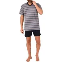 Normann Pyjama Normann Herren kurzarm Schlafanzug Shorty Pyjama in Streifenoptik
