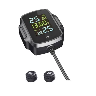 Motorcycle TPMS Tire Pressure Monitoring System QC3.0 Fast Charging USB Output Real Time Temperature Alarm IP67 Waterpro