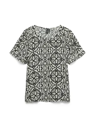 VERO MODA - VMMENNY LACE SS TOP WVN GA Birch - Gr. - S